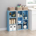 Furinno LUDER Book Shelf, 5-Cube Bookshelf, Reversible Bookcase, 9.4" x 19.5" x 31.5", for Living Room, Bedroom, Home Office, White/Light Blue