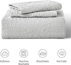 Love's cabin California King Size Quilt Bedding Set Light Grey Bedspreads - Cal King Summer Lightweight Bedspread Comforter - Coin Pattern Coverlet for All Season - 3 Pieces (1 Quilt, 2 Pillow Shams)