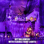 JMEXSUSS 2 Pack Christmas Fairy Lights Battery Operated, Total 200 LED 66ft Purple Christmas Lights with Remote, 8 Modes Twinkle String Lights Light for Halloween Tree Indoor Outdoor Decorations