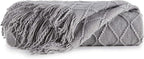 BOURINA Light Grey Throw Blanket 60x80 Inches Throw Textured Solid Soft Sofa Throw Couch Knitted Decorative Blanket