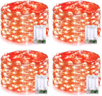 JMEXSUSS 4 Pack 50 LED Christmas Fairy Lights Battery Operated, 16.1ft Orange Fairy String Lights, Mini Orange Christmas Lights for Bedroom Garden Party Holiday Decorations
