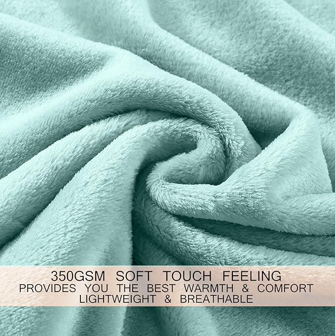 Soft Travel Size Throw for All Season Warm Fuzzy Microplush Lightweight Thermal Fleece Summer Autumn Fall Winter Spring Blankets for Bed Couch Sofa,50x60 Inches,Sage Green