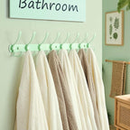 Dseap Coat Rack Wall Mount - 29.5” Long 8-Tri-Hooks Heavy Duty Coat Hanger Rail Wall Hooks for Hanging Coats Hats Clothing Clothes Purse Mudroom Entryway, Green