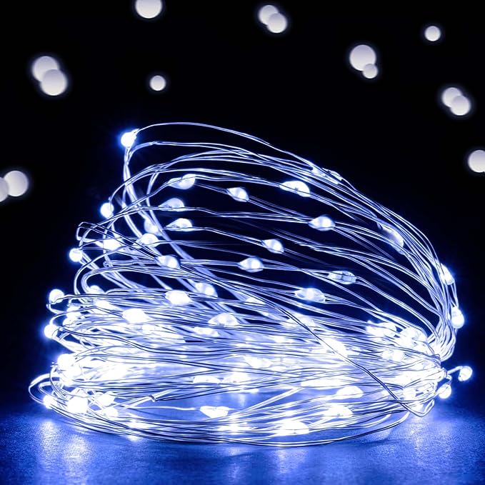 Ehome Fairy Lights, USB Operated Fairy Light Plug in 33ft 100 Led Waterproof String Lights Copper Wire Decorative String Light for Bedroom Indoor Christmas Wedding Party Patio Window (Blue)