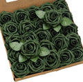 Ling’s Moment Artificial Flowers 25Pcs Emerald Green Roses Decor w/Stems,3" Real Touch DIY Foam Floral for Wedding Bouquet/Centerpieces, Outdoors Party Backdrop, Room/Table, and Garden/Pot Decorations