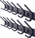 WEBI Coat Rack Wall Mounted,17-1/8 Inch Coat Hooks for Hanging Coats,Heavy Duty Metal Hook Rack Rail with 6 Double Dual Hooks Coat Hanger Wall Mount for Clothes Jacket,Black,2 Packs