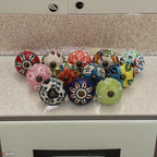Multicolor Ceramic Knobs for Cupboards and Drawers Assorted Kitchen Cabinet Knob Door Pull Handle for Dresser Wardrobes Boho Home Interior Decor - Pack of 6