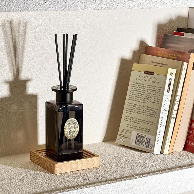 M&SENSE 6.3 oz Large Reed Diffuser Set | Sandalwood Vanilla Scent Oil Diffuser with Sticks | Hotel Collection Non-Toxic Essential Oil |for Bedroom Bathroom Living Room