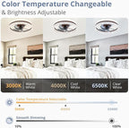 LEDIARY 22" Modern Ceiling Fans with Lights and Remote, Dimmable Low Profile Ceiling Fan, Flush Mount Fan, Stepless Color Temperature Change and 6 Speeds - Brown