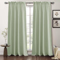 RYB HOME Linen Sheer Curtains and Drapes for Living Room and Dining Room 102 inches Length, Breathable Weave Textured/Rod Pocket Semi Sheer Curtains, Sage Green, W 52 x L 102 inches, 2 Panels Set