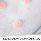 MYSKY HOME 108 Inch Pink Pom Pom Curtains, 2 Sets, 52 x 108 Inch, Rod Pocket, Modern, Sheer, Adult, Unisex, Bedroom, Living Room, Dining Room