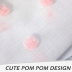 MYSKY HOME 95 Inch Length Pink Pom Pom Sheer Curtains for Bedroom & Living Room - Large Sliding Door Curtains - Light Filtering - Rod Pocket - 52 x 95 in - 2 Panels