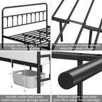 Yaheetech Classic Metal Platform Bed Frame Mattress Foundation with Victorian Style Iron-Art Headboard/Footboard/Under Bed Storage/No Box Spring Needed/King Size Black