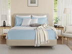 100% Cotton Bed Sheets Queen Size Bed Set, 800 Thread Count Deep Pocket Queen Sheet Set, Soft Breathable Cool Sateen Weave 4PC Egyptian Cotton Sheets, No Pill & Shrink, Machine Washable - Light Blue