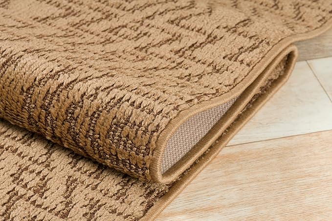 Custom Length Cut to Size Tribal Ethnic Southwestern Inspired Hallway Runner Rug, Non Slip Rubber Backed, 31 inch Wide X Customized Length, Inca Tan, 31 inch X 8 feet