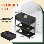WLIVE Narrow Side Table with 2 USB Ports and 2 Outlets, Flip Top End Table with Drawer and Storage Shelves, Small Nightstand with Charging Station for Living Room/Bedroom, Black