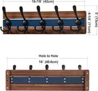 SKOLOO Rustic Wall Mounted Coat Rack - 17" Long Coat Hooks for Wall with 5 Triple Hooks for Hanging Coats, Hats or Tools, Western National Parks Collection, Wood Brown & Blue, Pack of 2