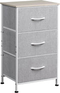 WLIVE Nightstand with 3 Drawers, Fabric Dresser, Organizer Unit, Storage Dresser for Bedroom, Hallway, Entryway, Closets, Sturdy Steel Frame, Wood Top, Easy Pull Handle, Light Grey