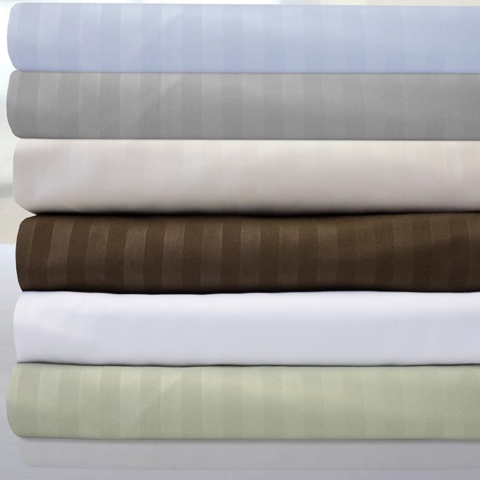 Dobby Stripe Queen Sheets - 6 Piece 1500 Supreme Collection Fine Brushed Microfiber Deep Pocket Queen Sheet Set Bedding - 2 Extra Pillow Cases, Great Value, Queen, Dobby Sage
