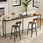 78.7" Console Table with Power Outlet, Narrow Sofa Table Behind Couch, Skinny Entryway Table with with Charging Station, for Hallway, Foyer, Living Room, Rustic Brown CTHR20E01