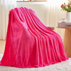 NEWCOSPLAY Super Soft Throw Blanket Dark Rose Red Premium Silky Flannel Fleece Leaves Pattern Lightweight Bed Blanket All Season Use (Dark Rose Red, Throw(50"x60"))