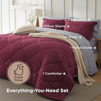 Bedsure California King Comforter Set - 7 Pieces Reversible Burgundy Bedding, California King Size Bed Set for All Seasons, Bed in a Bag with Down Alternative Comforter, Sheets, Pillowcases & Shams
