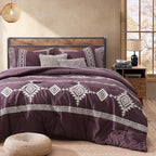 MaiRêve Embroidery Queen Size Comforter Set Purple, Boho Farmhouse Western Bedding Set 7 Pieces, All Season Bed in A Bag Comforter Set with Sheets, Pillowcases & Shams