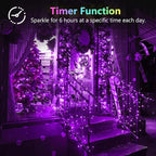 2 Pack 100LED Christmas Battery Operated Fairy Lights with Remote, 8 Modes String Lights with Timer, Dimmable, Memory Function, Waterproof Twinkle Lights for Outdoor Indoor Christmas Decor(Purple)