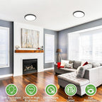 zemty Black Ceiling Light 9 Inch,24W 2400lm Bright LED Flush Mount Light Fixture 3000K/4500K/6000K Adjustable,Thin Flat Ceiling Lamp for Bathroom Closet Pantry Hallway - 2Pack