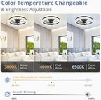 LEDIARY 20" Modern Ceiling Fans with Lights and Remote, Dimmable Low Profile Ceiling Fan, Flush Mount Ceiling Fan, Stepless Color Temperature Change and 6 Speeds - Black