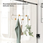 Umbra Estique Over The Door Coat Rack & Multi-Use Organizer, for Coats, Bags, Hats & More, Small, White/Natural (Pack of 3)
