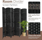 Room Divider 6 Panel Folding Privacy Divider 6 Ft Indoor Wall Divider Portable Partition Wood Screen, Black