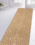 Custom Length Cut to Size Tribal Ethnic Southwestern Inspired Hallway Runner Rug, Non Slip Rubber Backed, 31 inch Wide X Customized Length, Inca Tan, 31 inch X 3 feet, Doormat Size