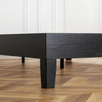 Mellow Naturalista Grand 12 Inch Solid Wood Platform Bed with Wooden Slats, Easy Assembly, Queen, Black
