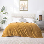 Walensee Sherpa Fleece Blanket (Twin Size 60”x80” Honey Gold) Plush Throw Fuzzy Super Soft Reversible Microfiber Flannel Blankets for Couch, Bed, Sofa Ultra Luxurious Warm and Cozy for All Seasons