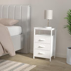 Huuger Nightstands Set of 2, 27.6 Inch End Tables with Charging Station, Bedside Tables with Drawers, PU Leather Finish, USB Port and Outlet, Night Stands for Bedroom, White