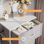 ODK Dresser for Bedroom with 4 Storage Drawers, Small Dresser Chest of Fabric Drawers with Sturdy Steel Frame, Wood Top, Light Grey