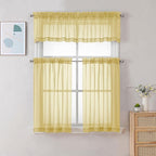 Chyhomenyc Yellow Sheer Curtains 36 inch Length 2 Panels, Light Filtering Voile Rod Pocket Short Window Curtians for Bathroom Living Room Farmhouse Small Windows, 42Wx36L inches