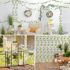 suddus Solar Fairy Lights, 33ft 100 Led Pothos Leaf Solar String Lights Outdoor Waterproof, 8 Modes Vines with Lights for Balcony, Deck, Patio, Garden, Fence,Wedding (Warm White)
