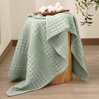 PHF 100% Cotton Waffle Weave Throw Blanket, Soft Lightweight Breathable Cozy Throws for Couch Bed Sofa, Luxury Aesthetic Woven Blanket for Home Decor & Office, 50"x60", Mint Green