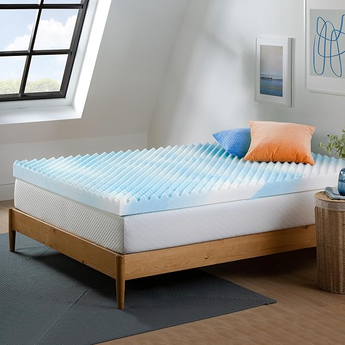 ZINUS 4 Inch Swirl Gel Cooling Memory Foam Mattress Topper, Smaller, More Convenient WonderBox Packaging, Cooling, Airflow Design, CertiPUR-US Certified, Queen