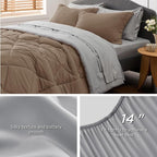 Bedsure Full Size Comforter Set - 7 Pieces Reversible Brown Bedding, Full Size Bed Set for All Seasons, Bed in a Bag with Down Alternative Comforter, Sheets, Pillowcases & Shams