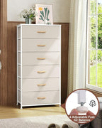 Crestlive Products Dresser for Bedroom with 6 Drawers, Tall Chest of Drawers, Fabric Dressers Bedroom Furniture, Storage Organizer Unit with Bins for Closet, Hallway, Living Room, Entryway(Beige)