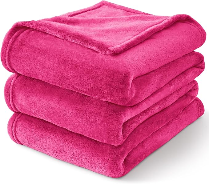 BEDELITE Fleece Blanket Twin Size Hot Pink Throw Blankets for Couch & Bed, 300GSM Luxury Plush Cozy Fuzzy Blanket 60x80 inches, Super Soft Warm Lightweight Throw Blanket for Travel Camping