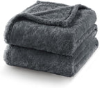 Exclusivo Mezcla Plush Fuzzy Fleece Bed Blanket Twin Size, Super Soft, Fluffy and Warm Blankets, Suitable for All Seasons (Dark Grey, 90x66 Inches)