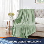 Walensee Fleece Blanket Plush Throw Fuzzy Lightweight (Queen Size 90x90 Sage Green) Super Soft Microfiber Flannel Blankets for Couch, Bed, Sofa Ultra Luxurious Warm and Cozy for All Seasons