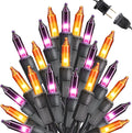 Toodour Orange & Purple Halloween Lights, 75ft 300 Count Incandescent Halloween String Lights, UL Certified Connectable Mini Bulbs String Lights for Outdoor, Indoor, Garden, Porch, Party, Home Decor