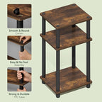 Furinno JUST Side Table, 3-Tier End Table, Open Shelves Night Stand, Bedside Table, Toolless Assembly, for Living Room, Bedroom, Bathroom, Amber Pine