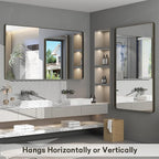48x30 Bronze Framed Bathroom Mirror, Rectangle Brushed Bronze Metal Vanity Mirror, Bronze Modern Mirror for Wall, Tempered Glass, Anti-Rust, Shatterproof (Horizontal/Vertical)