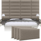 Vänt Upholstered Wall Panels - Queen/Full Size Wall Mounted Headboards - Faux Merino Wool Brown - Set of 4 Panels (Each Individual Panel 30"x11.5")